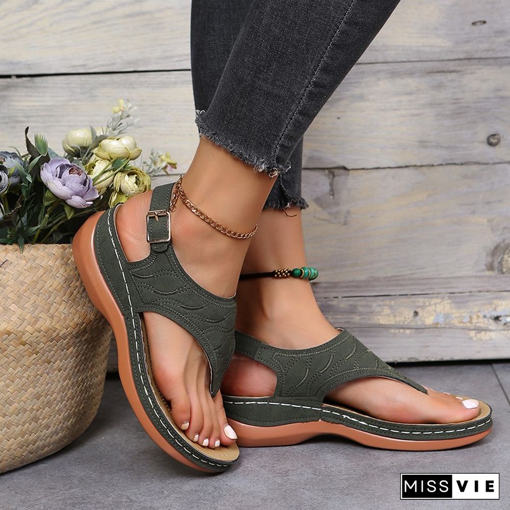 Oxford Women Sandals Flats Slippers Pu Leather Flip Flops Belt Buckle Female Shoes New Rome Fashion Women Slides