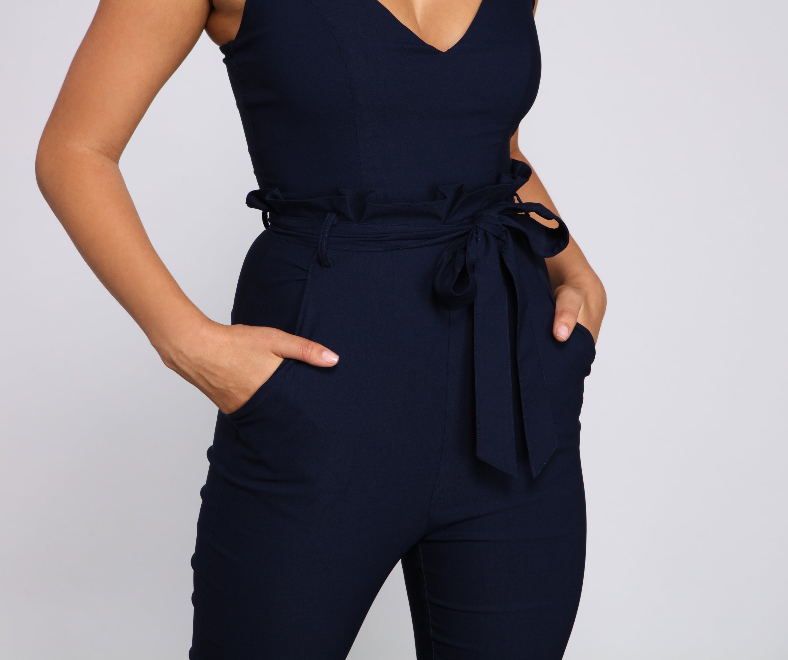 Stylish And Tapered Tie Waist Jumpsuit