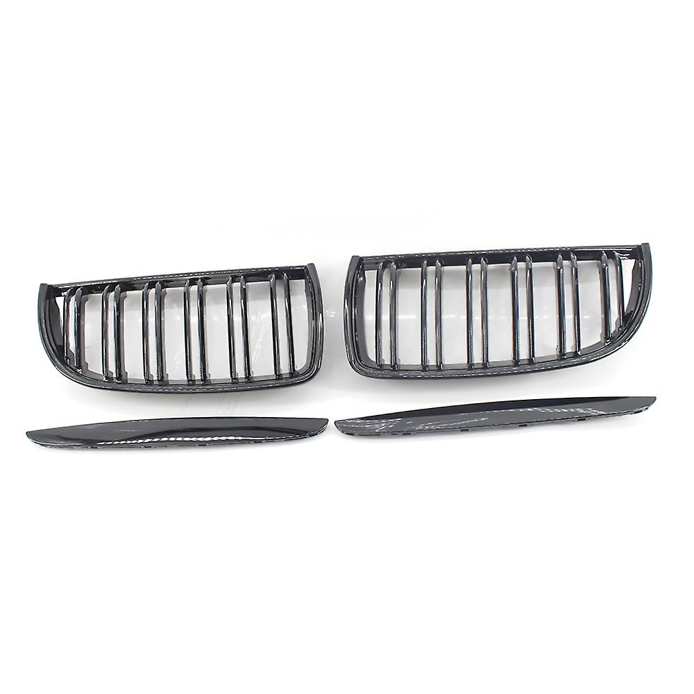 2pcs Gloss Black Front Bumper Hood Kidney Grille Racing Grille Replacement For Bmw E90 4 Door 2005-2008