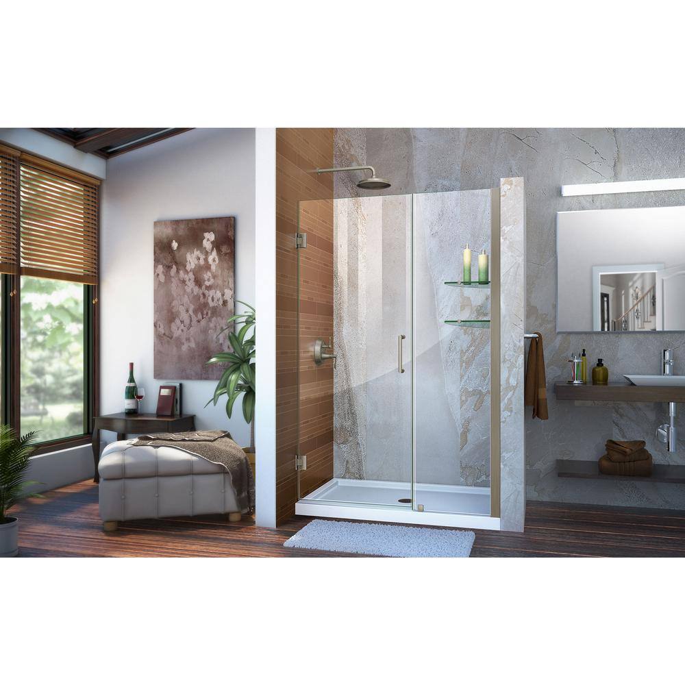 DreamLine Unidoor 45 to 46 in. x 72 in. Frameless Hinged Shower Door in Brushed Nickel SHDR-20457210S-04