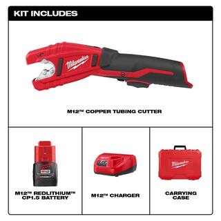 MW M12 12V Lithium-Ion Cordless Copper Tubing Cutter Kit W 1000 Lumens M12 Flood Light 2471-21-2364-20