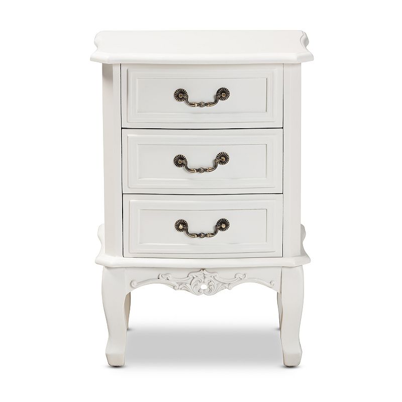 Baxton Studio Gabrielle 3-Drawer Nightstand Table