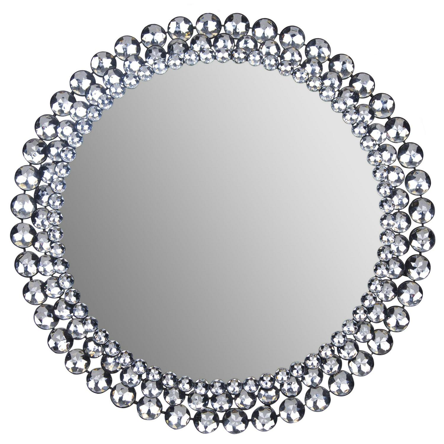 Gallery Solutions Round Silver Jeweled Wall Mirror 24  Crowdfused