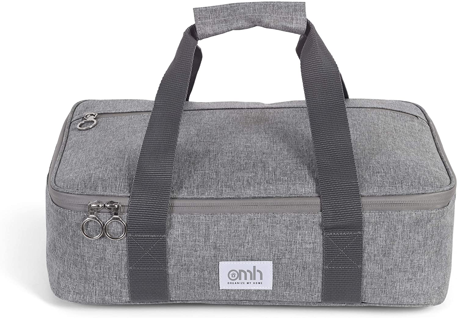 OMH ORGANIZE MY Home-Insulated Casserole Carrying Case for Hot or Cold Food Storage， Perfect for Potlucks， Parties， Picnics， and Cookouts-Gray