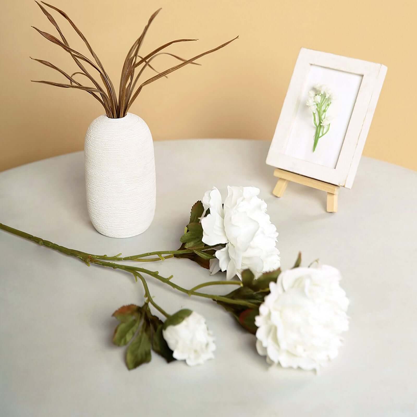 2 Bushes White Artificial Silk Peony Flower Bouquets 29