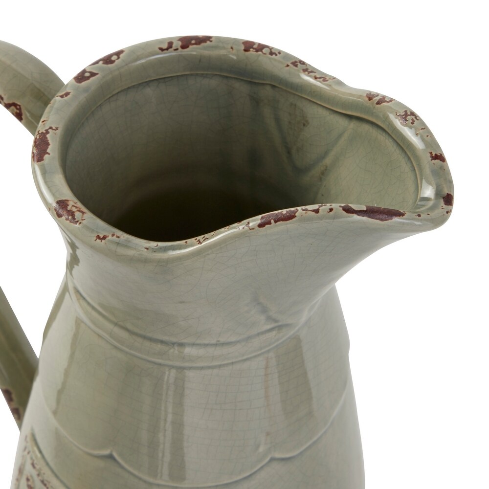 Grey Porcelain Farmhouse Decorative Pitcher 13 x 9 x 6   9 x 6 x 13