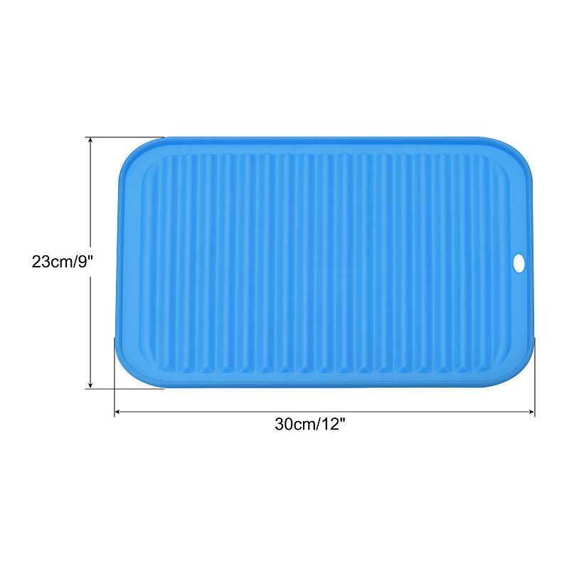 2 Pcs 12 x 9 Sink Drain Pad Silicone Dish Drying Mat Set