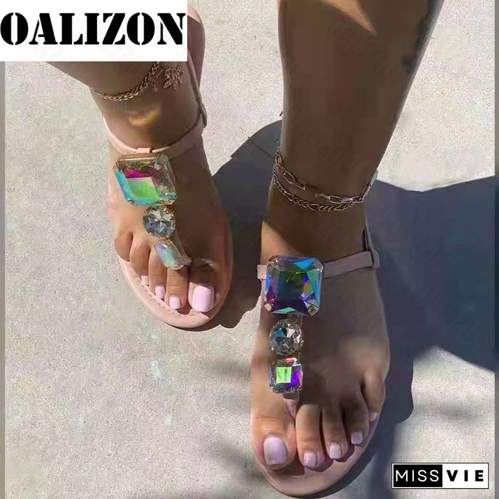 Sandals Women Slippers New Summer Open Toe Shoes Roman Crystal Fashion Dress Slides Beach Clip Toe Shallow Flip Flops Mujer