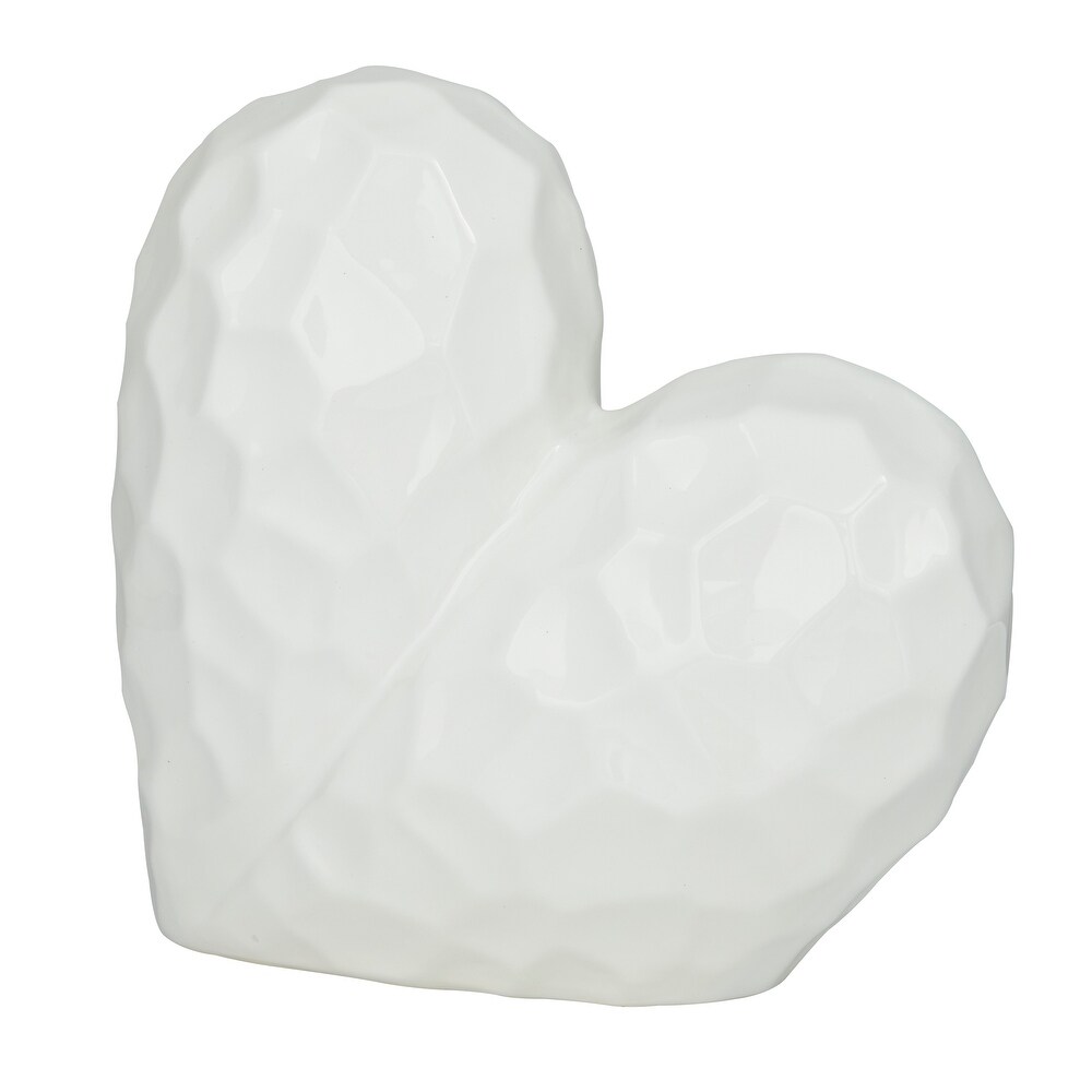 White  Black  Gold or Silver Porcelain Dimensional Angled Origami Inspired Heart Sculpture   12\