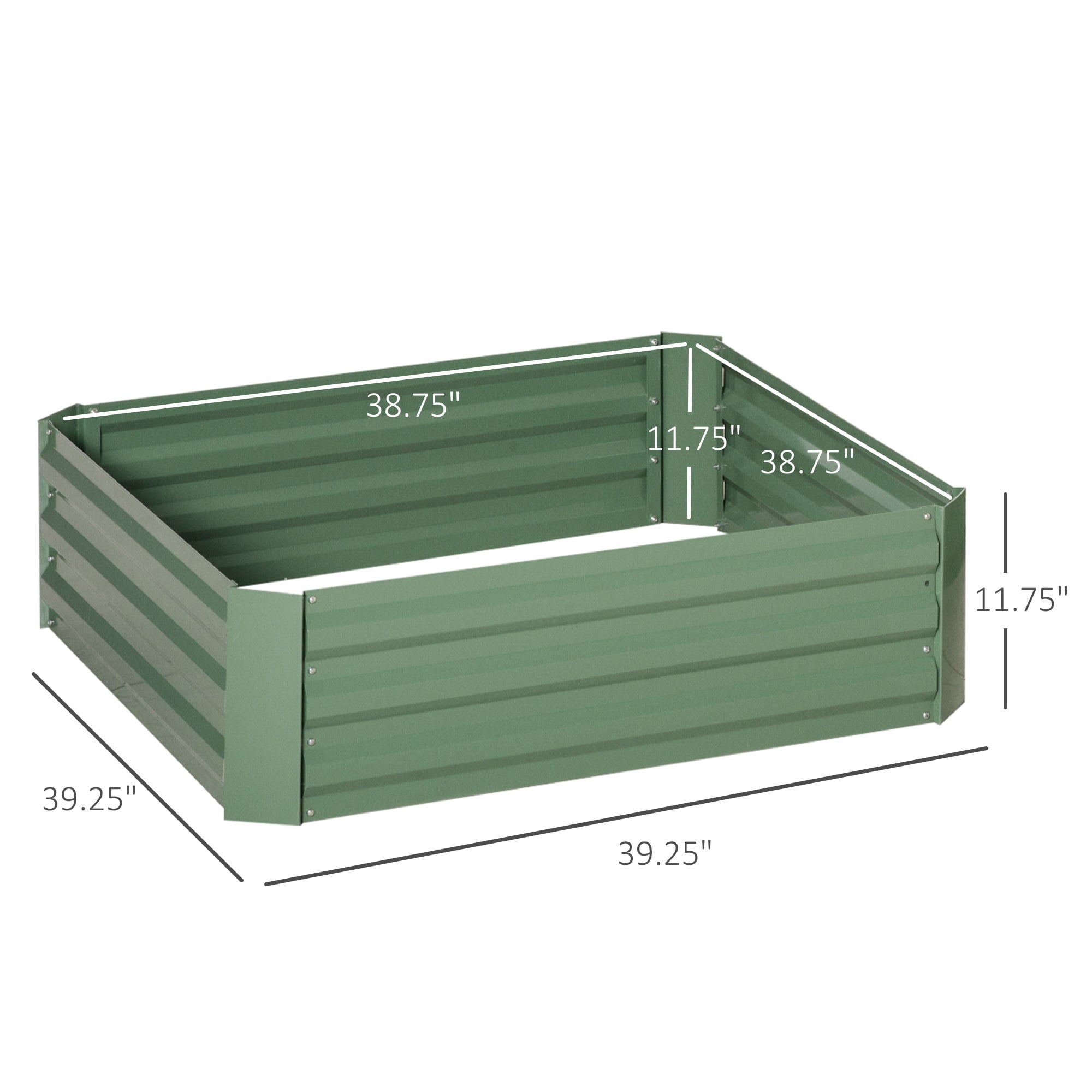 Outsunny Set of 2 Raised Garden Bed Galvanized Planter Box Easy Setup, Green