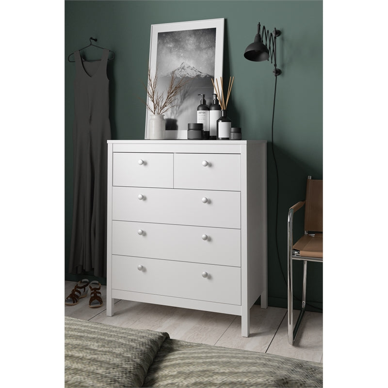 Madrid 5 Drawer Chest, White