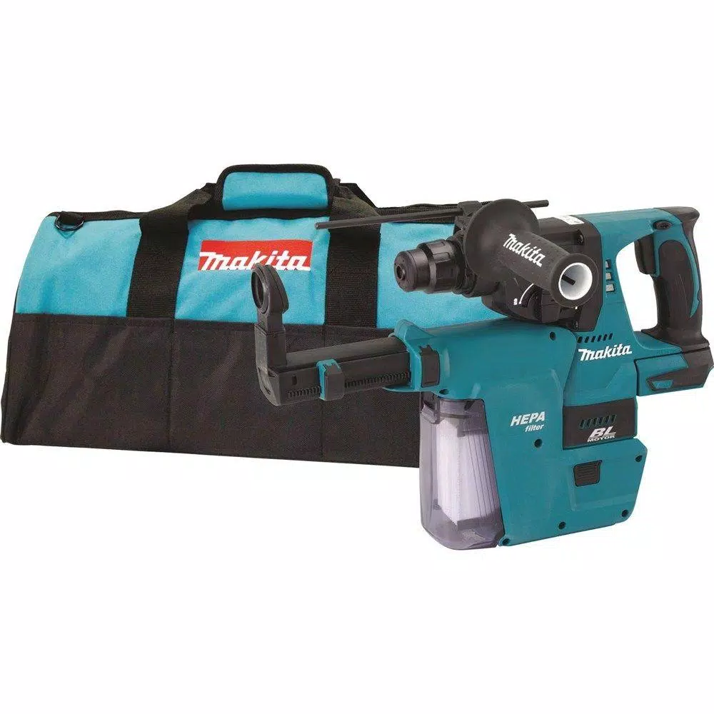 Makita 18-Volt LXT Li-Ion 1 in. Brushless Cordless SDS-Plus Concrete/Masonry Rotary Hammer (Tool-Only) W/ built-on HEPA Vacuum and#8211; XDC Depot