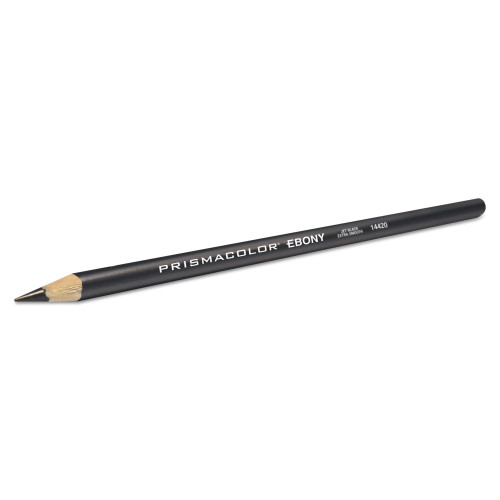 Prismacolor EBONY Sketching Pencil， 4 mm， 2B (#1)， Jet Black Lead， Black Matte Barrel， Dozen (14420)