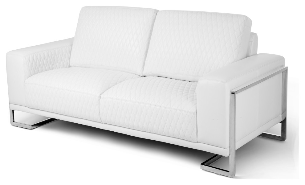 Mia Bella Gianna Leather Loveseat  Stainless Steel   Contemporary   Loveseats   by Michael Amini  Houzz