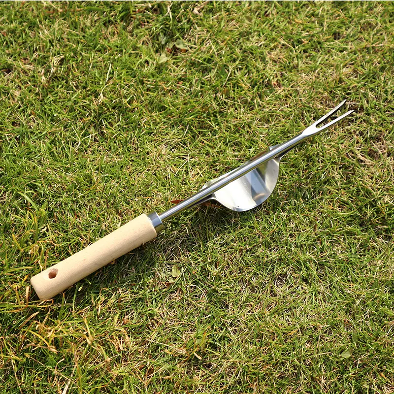 Wooden Stainless Steel Weeding Tool Hand Weeder Manual Weed Remover Puller Home Garden Tool