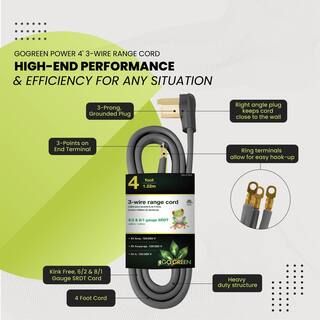 GoGreen Power 4 ft. 62 and 81 3-Wire Range Cord GG-27004