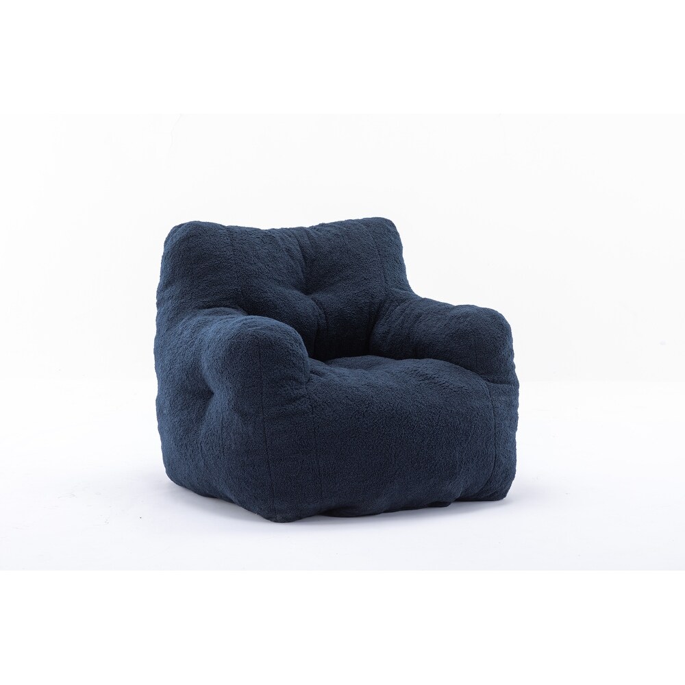 Modern Soft Tufted Foam Bean Bag Chair with Teddy Fabric