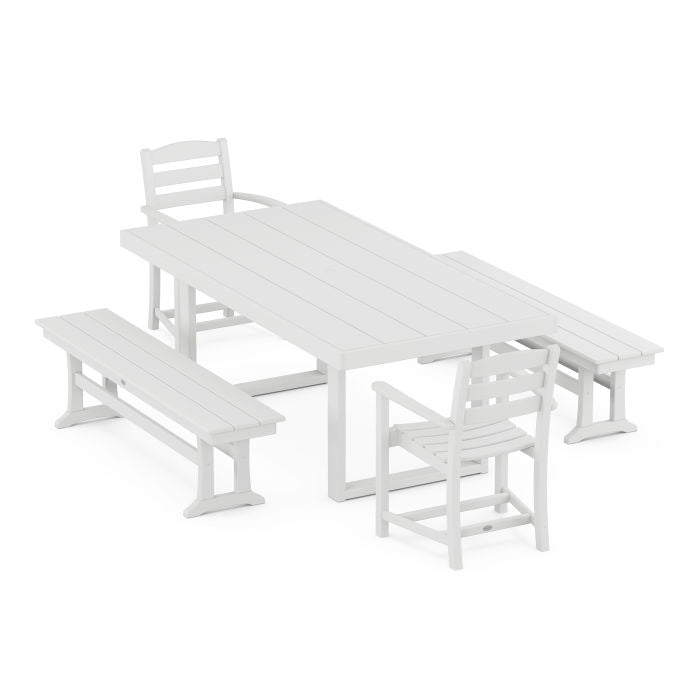 Polywood La Casa Café 5-Piece Dining Set with Benches PWS874-1