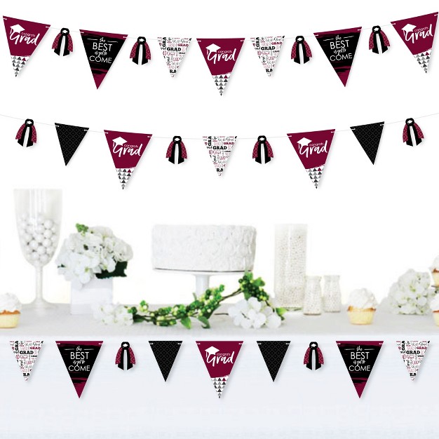 Big Dot Of Happiness 30 Piece Maroon Graduation Party Pennant Triangle Banner