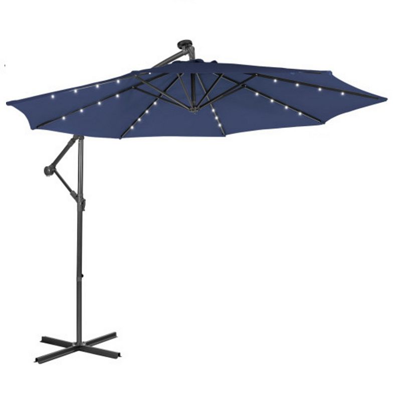 10 Feet Patio Solar Powered Cantilever Umbrella with Tilting System