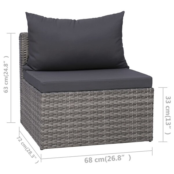 3 Piece Patio Sofa Set with Cushions Gray Poly Rattan - Overstock - 36232056