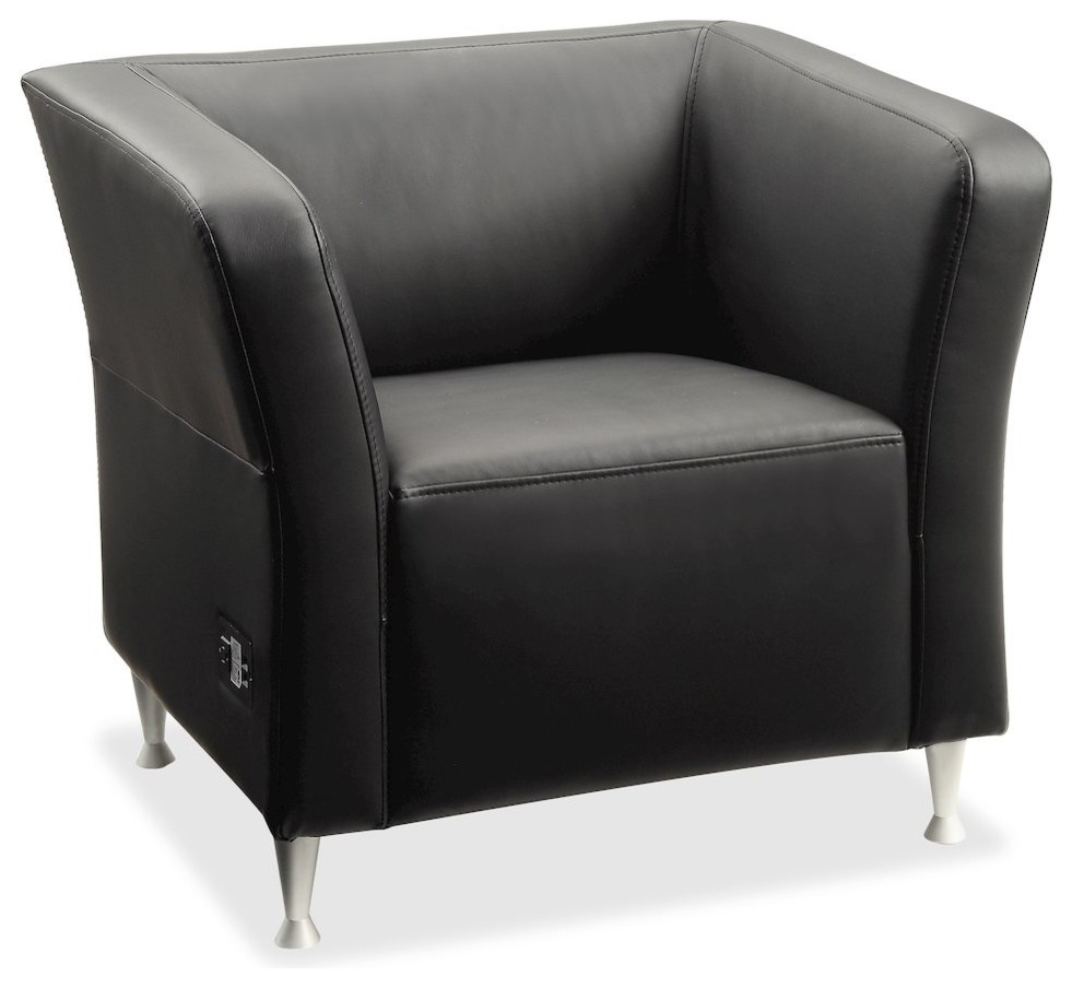 Lorell Fuze Modular Series Black Leather Guest Seating   Contemporary   Armchairs And Accent Chairs   by BisonOffice  Houzz