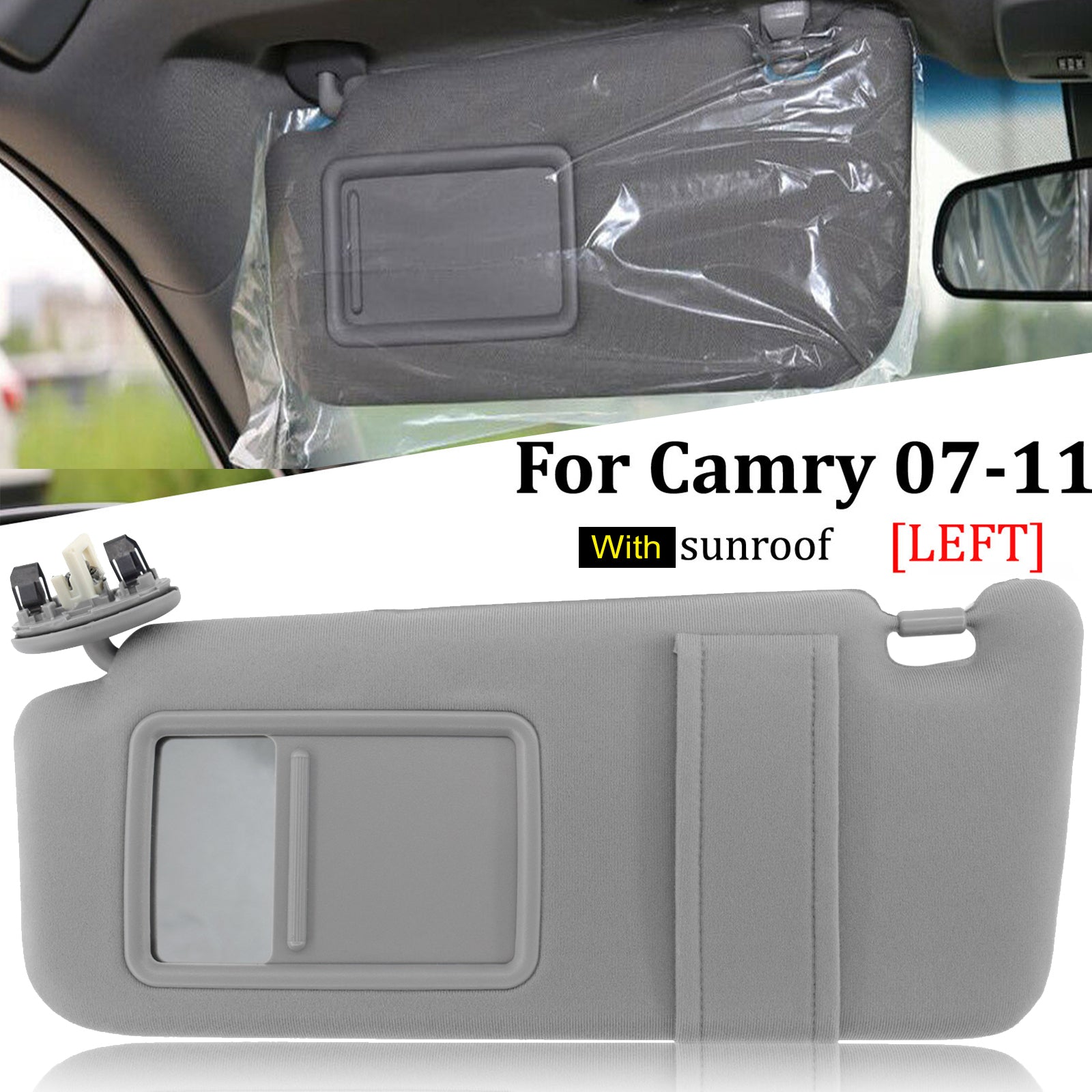 XUKEY  Sun Visor Left Driver Side For Toyota Camry 2007-2011 With Sunroof  Vanity Lights