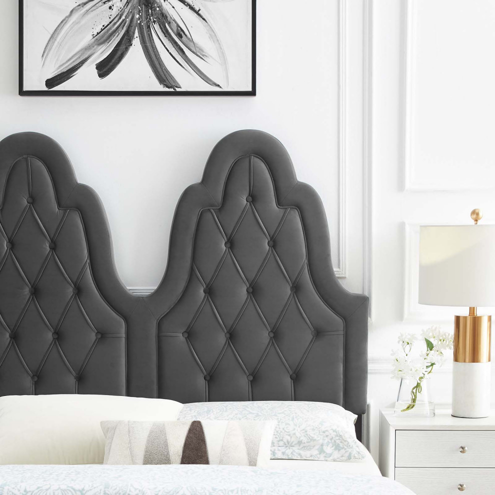 Augustine Tufted Performance Velvet Twin Headboard   Transitional   Headboards   by ShopFreely  Houzz