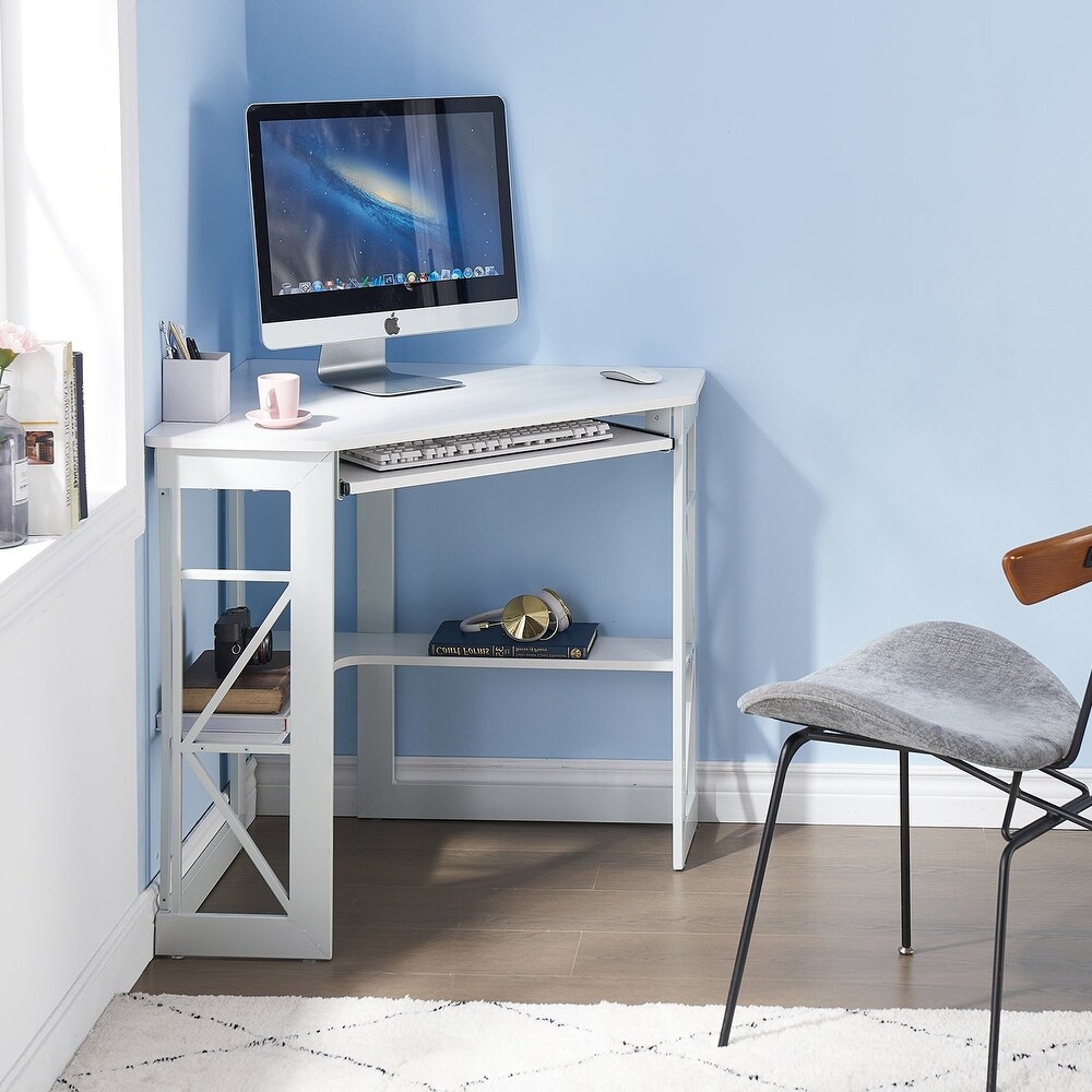 VECELO Triangle Corner Desk  Office/Computer/Writing Desk for Student Apartments