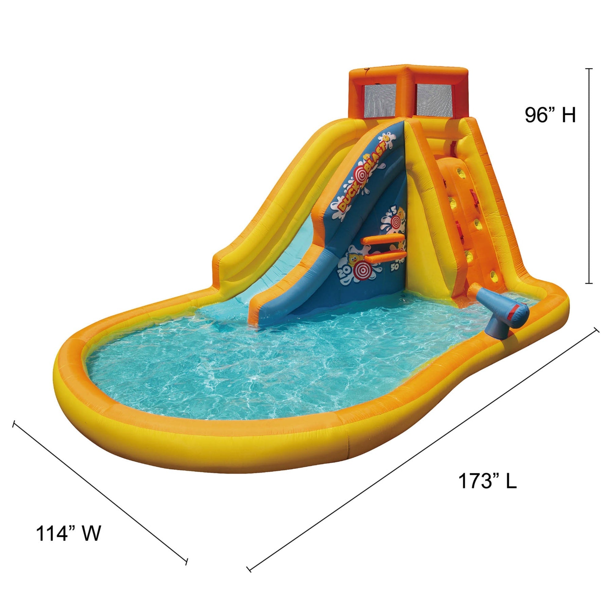 Banzai Inflatable Duck Blast Water Park - Water Blast Cannon & Inflatable Duck Rider