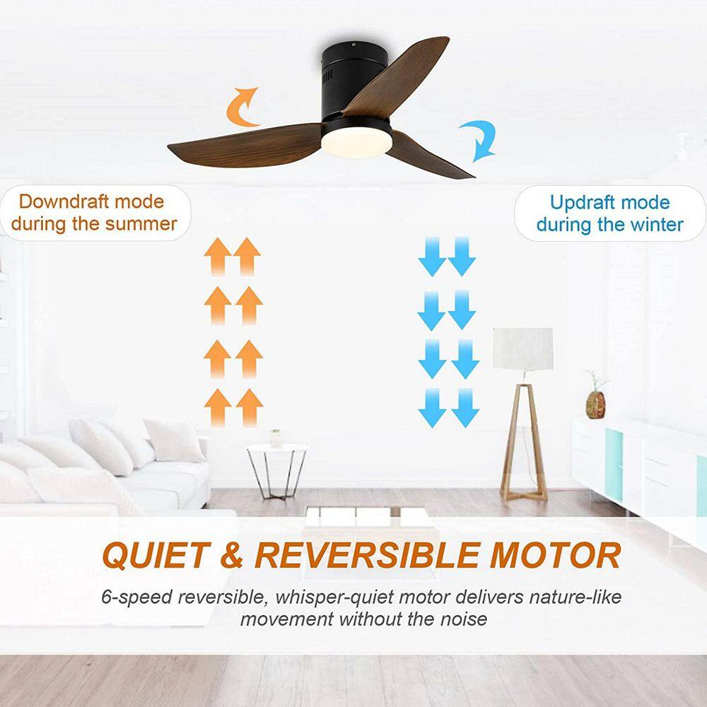 JESHUA 40 in. Brown Indoor Ceiling Fan with LED Light and Remote Control 6-Speed Modes 2 Rotating Modes HIFANXCEIL40BROWN