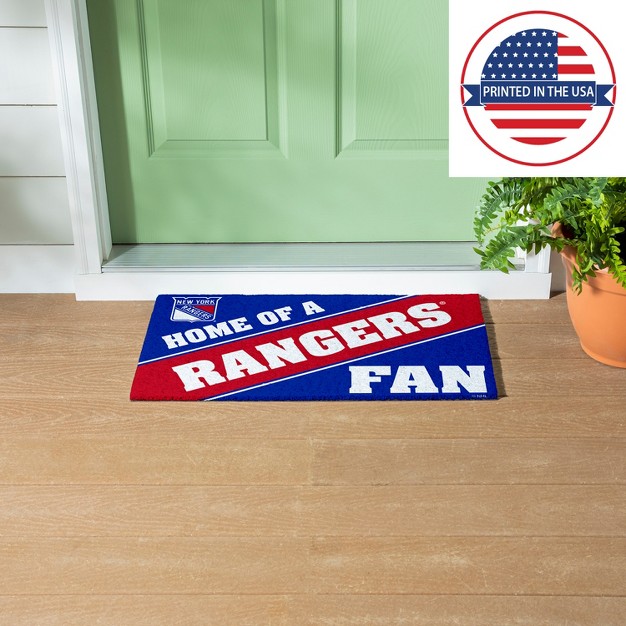 Evergreen New York Rangers Team Turf Mat 28 X 16 Inches Indoor Outdoor Doormat