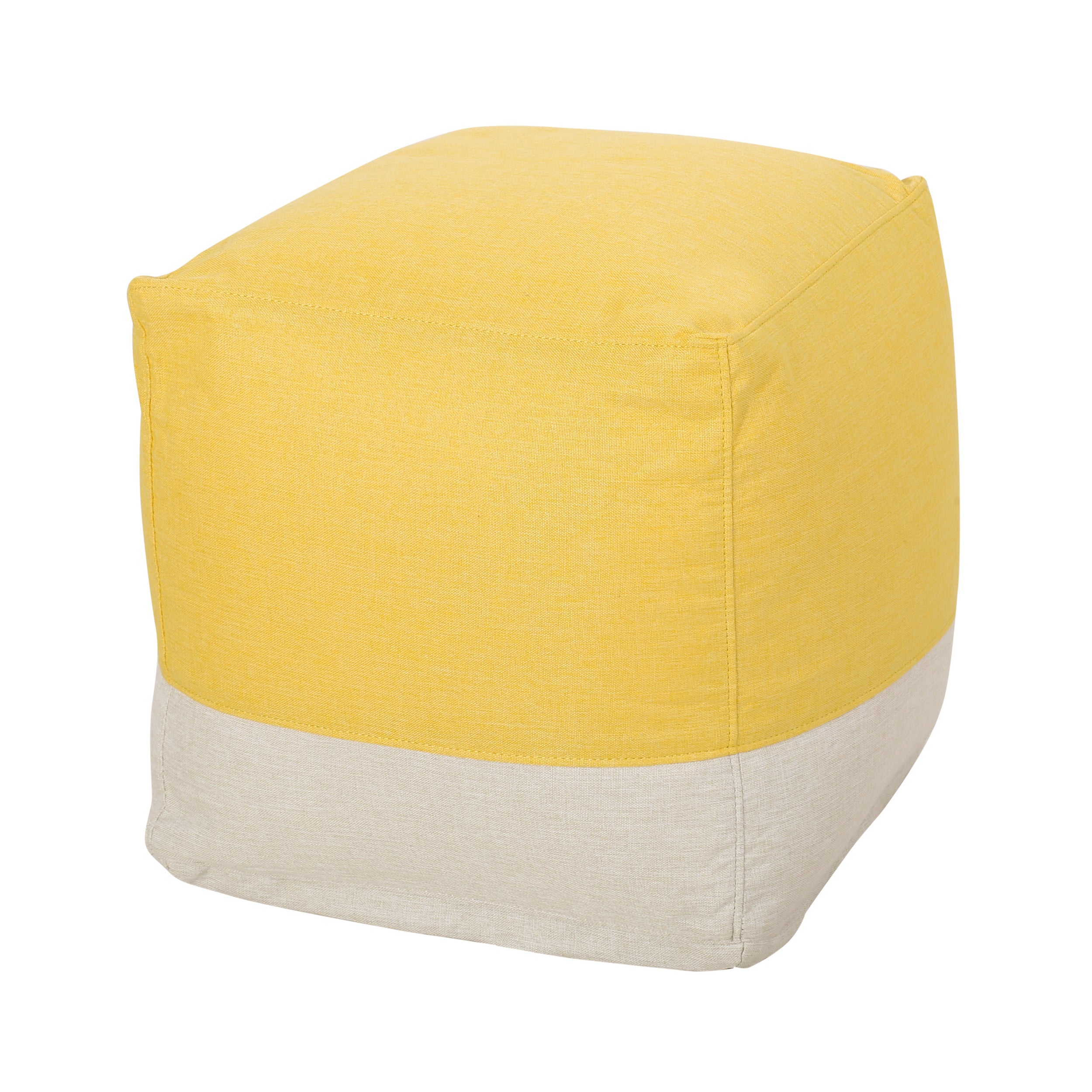 Punjab Tattnall Contemporary Two Tone Fabric Cube Pouf