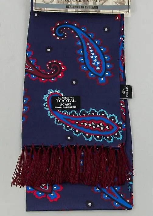 ，  and Burgundy paisley silk aviator scarf