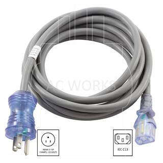 AC WORKS 10 ft. 15 Amp 143 MedicalHospital Grade Power Cord to IEC C13 End MD228-E