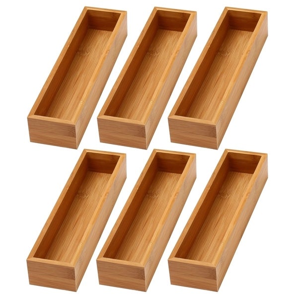 YBM Home Bamboo Kitchen Drawer Organizer Storage Box (Set of 6)，