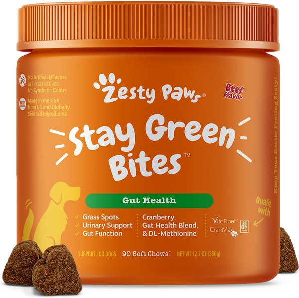 Zesty Paws Stay Green Bites Beef Flavored Soft Chews Digestive Supplement for Dogs