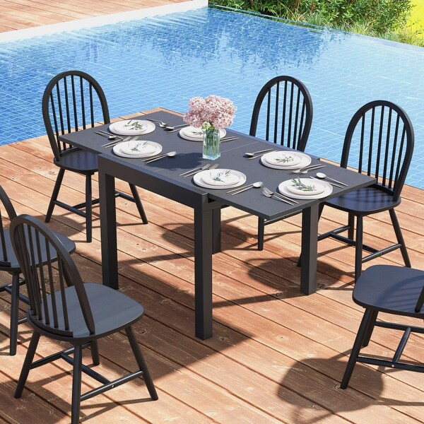 31.5 inches63 inches Adjustable Patio Expandable Dining Table for 46 Person