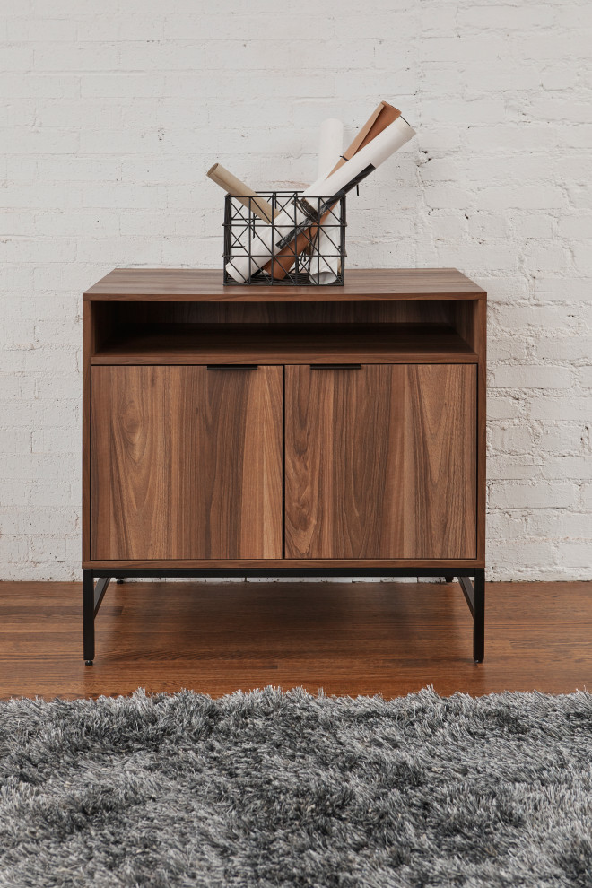 Walnut 2 Door Printer Cabinet 32x22x31   Industrial   Accent Chests And Cabinets   by Unique Furniture  Houzz