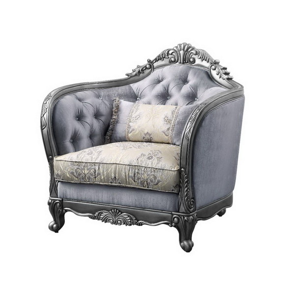 Acme 55347 Ariadne Chair w/1 Pillow  Fabric   Plat...