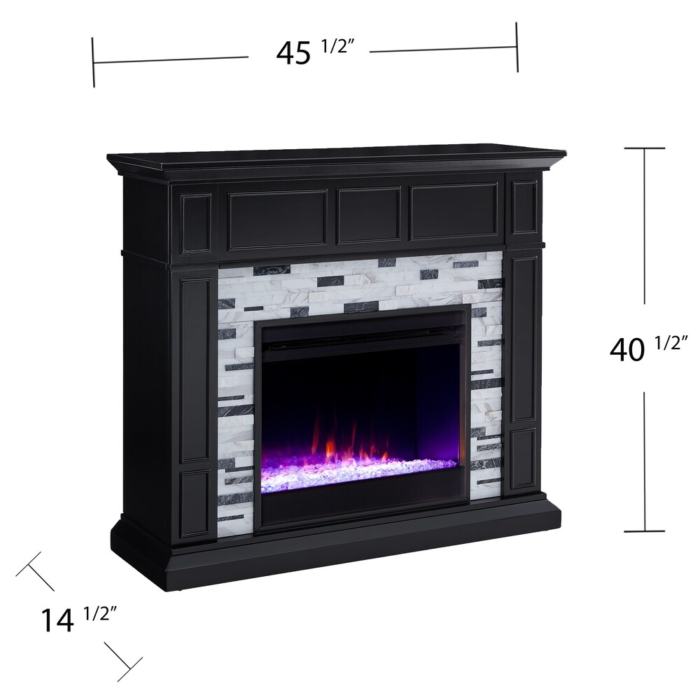 SEI Furniture Dre Contemporary Black Wood LED Color Changing Fireplace