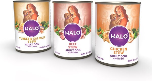 Halo Stew Variety Pack Canned Dog Food， 13.2-oz can， case of 6