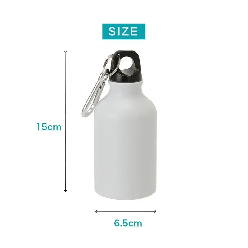 300ml Lightweight Aluminium Reusable Sports Water Bottle with Carabiner for Gym Hiking Camping Running Mountain Bike Outdoor