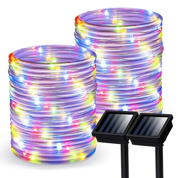 35.7ft 100 LED Solar Powered Rope String Outdoor 2 Pack Fatiry Light - 2 Pack