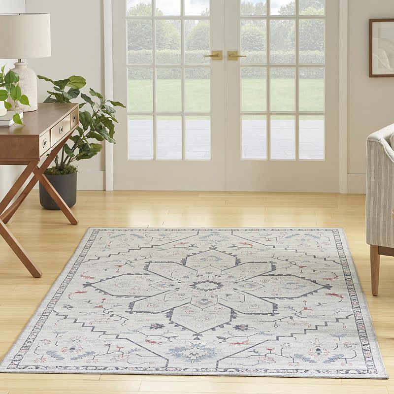 Nicole Curtis Series 1 Farmhouse Medallion Washable Indoor Area Rug