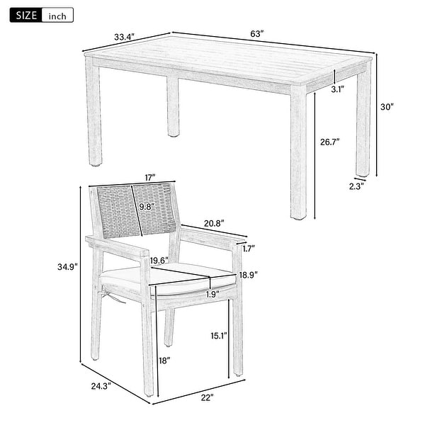 Merax Patio Rattan Dining Table and Chairs for 6 People