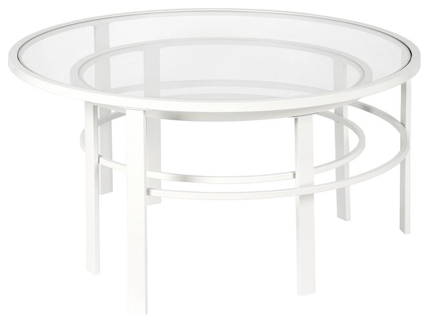 Gaia Round Nested Coffee Table in White   Contemporary   Coffee Tables   by BisonOffice  Houzz