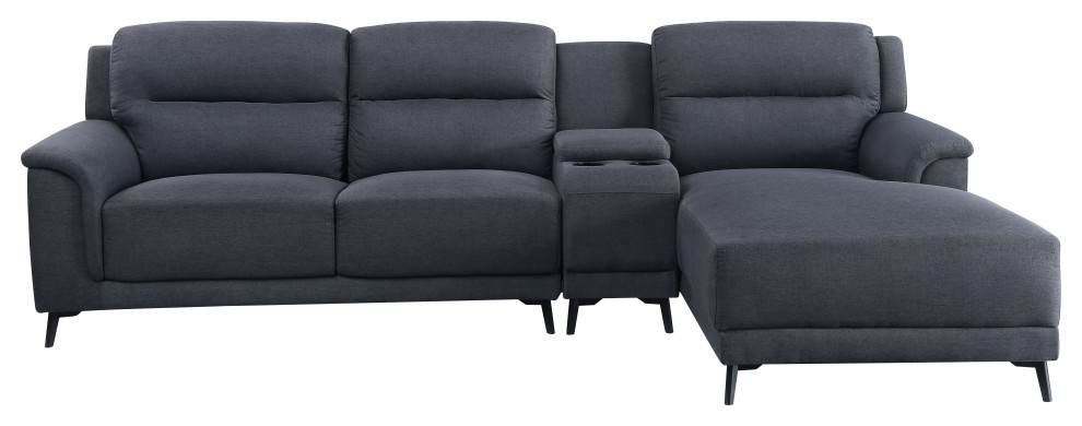 Walcher Storage Sectional Sofa  Gray Linen   Midcentury   Sectional Sofas   by Acme Furniture  Houzz