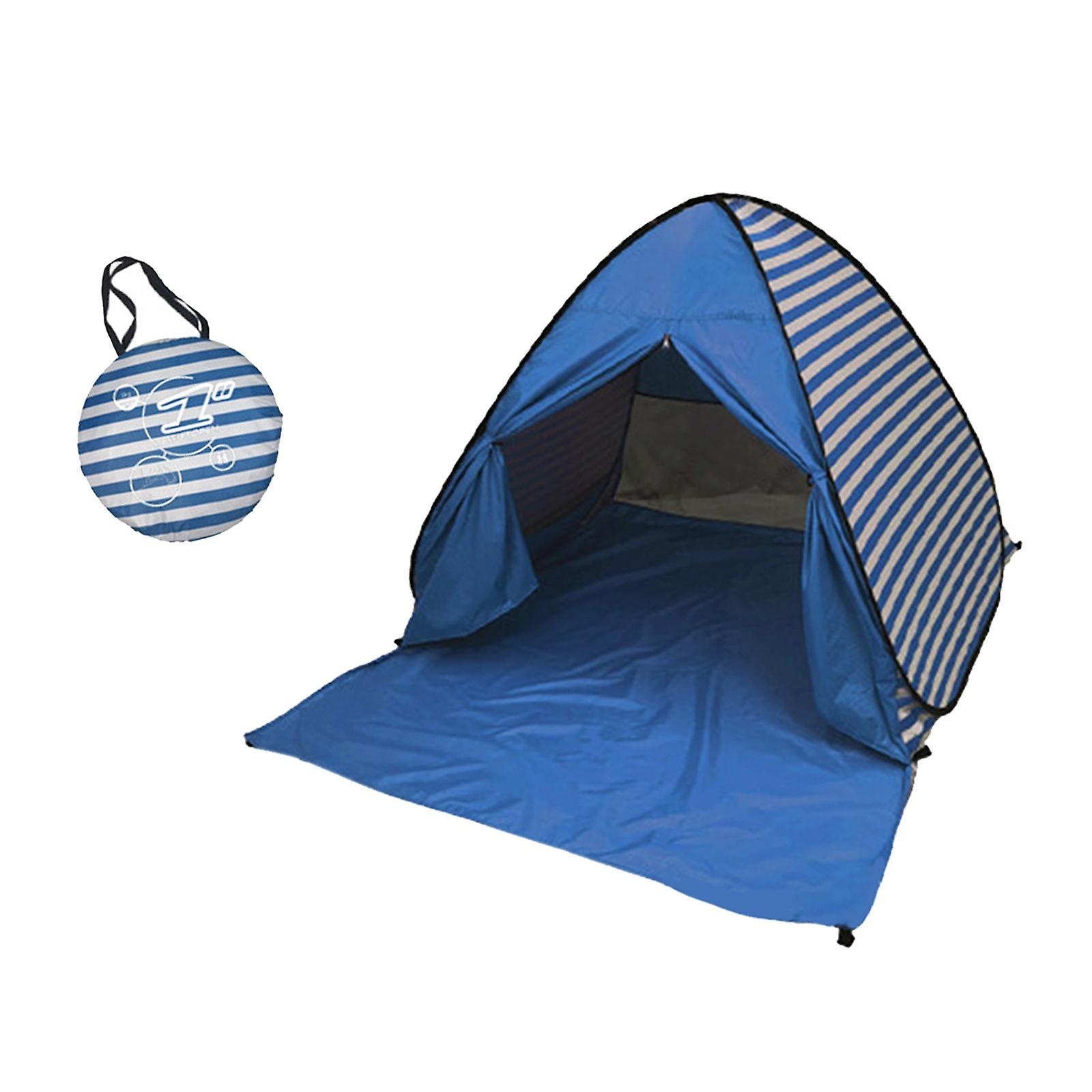 Beach Tent Easy Set Up Pop Up Tent For Fishing Family Camping Mountaineering Deep Blue Stripes L