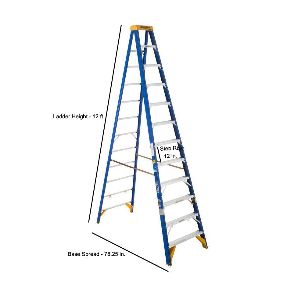 Werner 12 ft. Fiberglass Electricians JobStation Step Ladder with 375 lb. Load Capacity Type IAA Duty Rating OBEL12